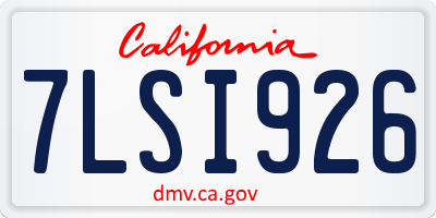 CA license plate 7LSI926