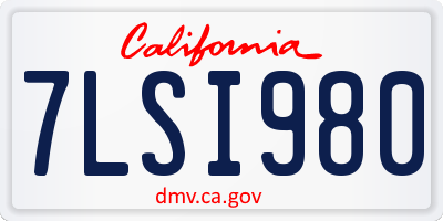 CA license plate 7LSI980
