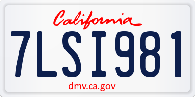 CA license plate 7LSI981