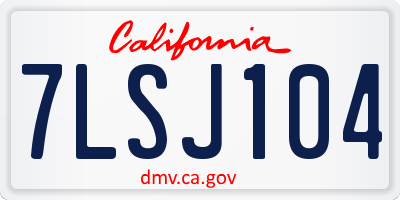 CA license plate 7LSJ104
