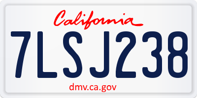 CA license plate 7LSJ238