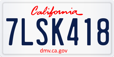 CA license plate 7LSK418
