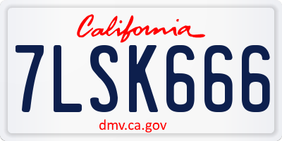 CA license plate 7LSK666