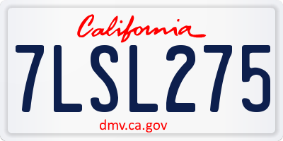 CA license plate 7LSL275