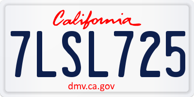 CA license plate 7LSL725