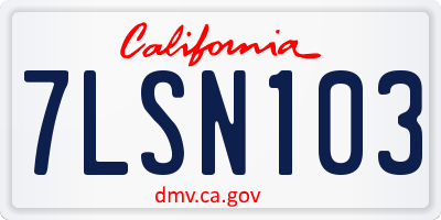 CA license plate 7LSN103