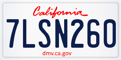 CA license plate 7LSN260