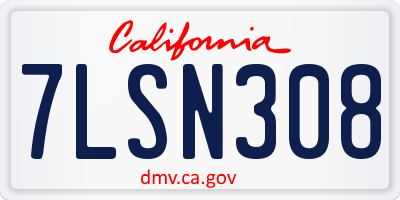CA license plate 7LSN308