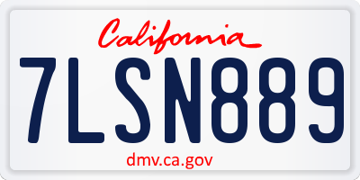 CA license plate 7LSN889
