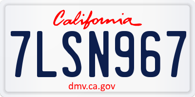 CA license plate 7LSN967