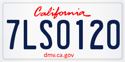 CA license plate 7LSO120