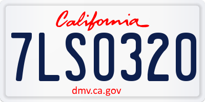 CA license plate 7LSO320