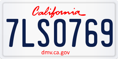 CA license plate 7LSO769