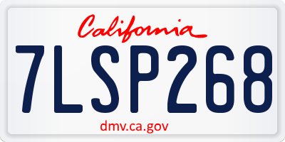 CA license plate 7LSP268