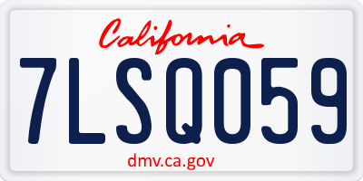 CA license plate 7LSQ059