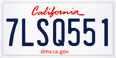 CA license plate 7LSQ551