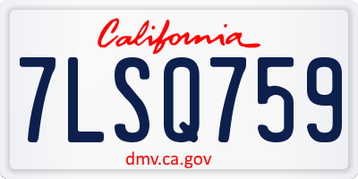CA license plate 7LSQ759