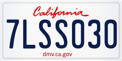 CA license plate 7LSS030