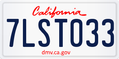 CA license plate 7LST033