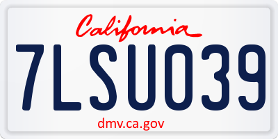 CA license plate 7LSU039