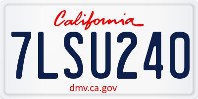 CA license plate 7LSU240