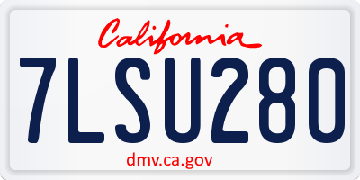 CA license plate 7LSU280