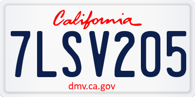CA license plate 7LSV205