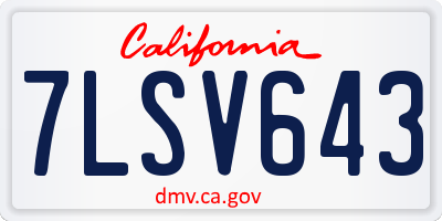 CA license plate 7LSV643