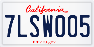 CA license plate 7LSW005
