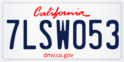 CA license plate 7LSW053
