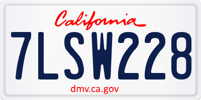 CA license plate 7LSW228