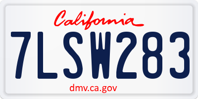 CA license plate 7LSW283