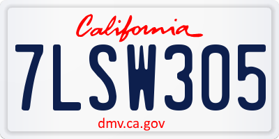 CA license plate 7LSW305