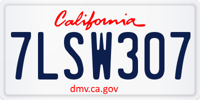 CA license plate 7LSW307