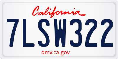 CA license plate 7LSW322