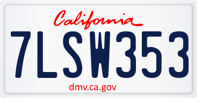CA license plate 7LSW353