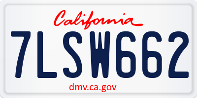 CA license plate 7LSW662