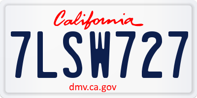 CA license plate 7LSW727