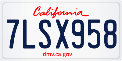 CA license plate 7LSX958