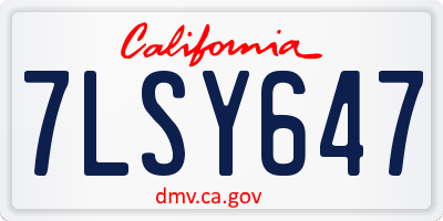 CA license plate 7LSY647