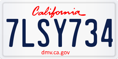 CA license plate 7LSY734