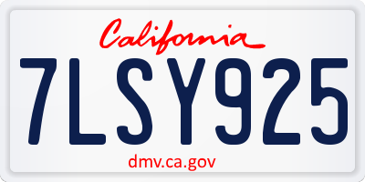 CA license plate 7LSY925