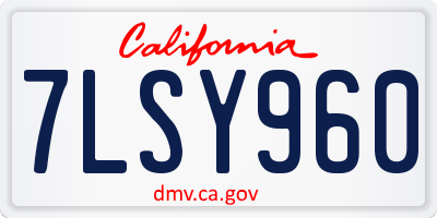 CA license plate 7LSY960