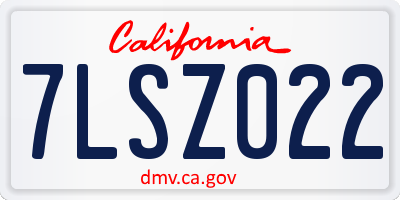CA license plate 7LSZ022