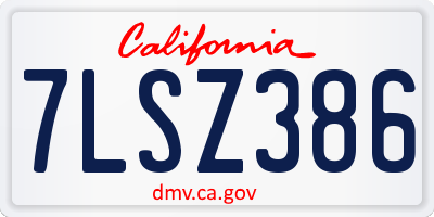 CA license plate 7LSZ386
