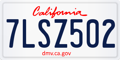 CA license plate 7LSZ502
