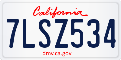 CA license plate 7LSZ534
