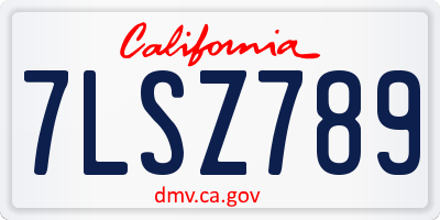 CA license plate 7LSZ789