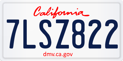 CA license plate 7LSZ822