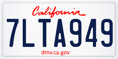CA license plate 7LTA949